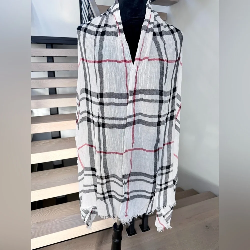 Plaid Fringe Scarf 69*27 100% viscose